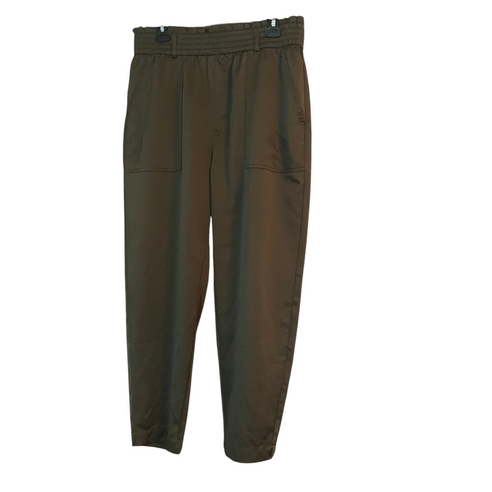 Abercrombie & Fitch Satin Jogger Pants XL Wide Elastic Waist Army Green Boho